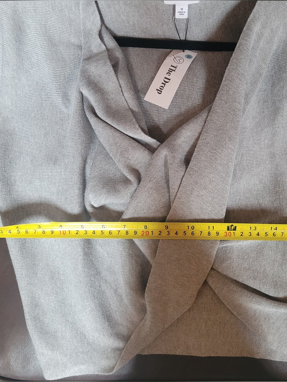 The Drop Unique Cross Front Light Sweater In Medium NWT - Picture 7 of 7